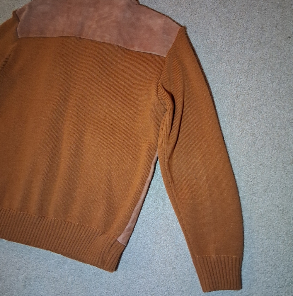 SOLD Vintage WINDBREAKER Suede Knit Bomber Jacket - 100% Cow Hide - Picture 9 of 15